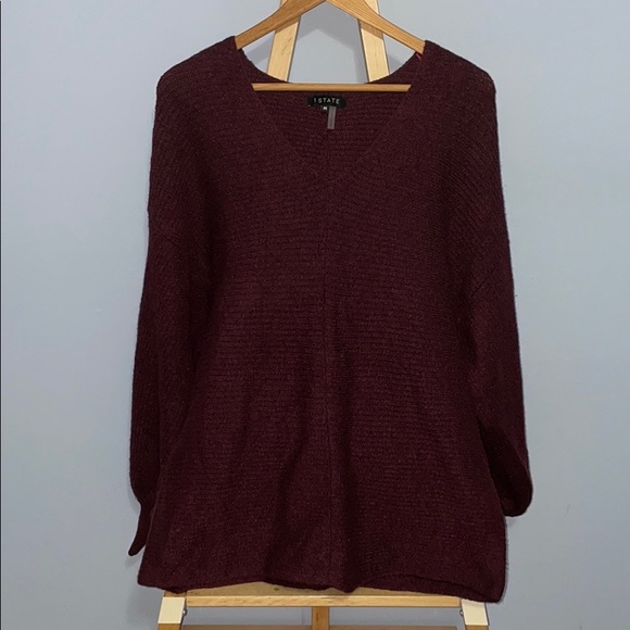 1 State Maroon balloon sleeve sweater size med - Picture 3 of 7